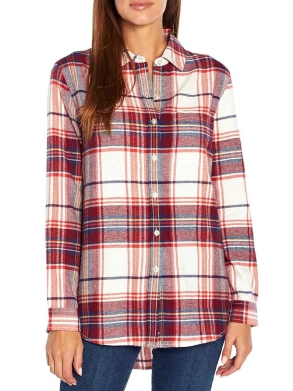 GAP Women's Long Sleeve Red Plaid Button Up Cabincore Cotton Shirt Top Small
